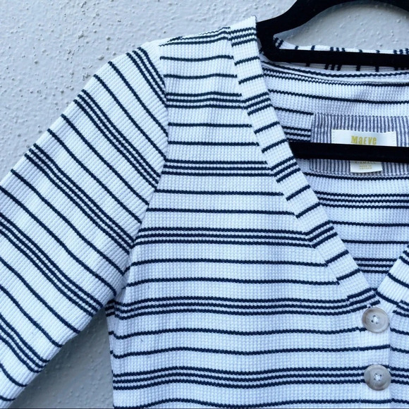 Anthropologie Maeve Striped Henley Peplum thermal Top Sz XS - Picture 3 of 8